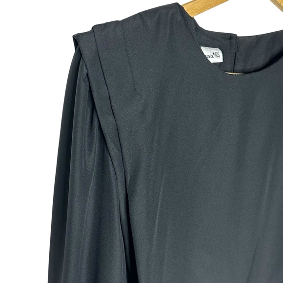 Vintage 80’s Eva Laurel NY Satin Black Blouse 14 - Picture 5 of 12